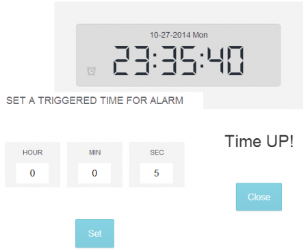 Digital alarm clock by HTML5