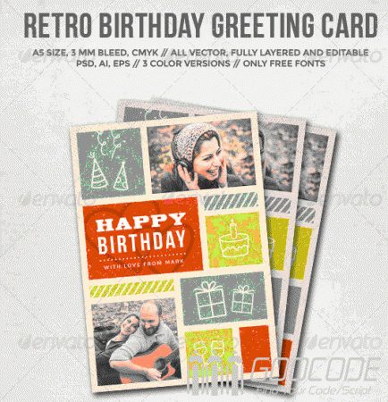 20 beautiful Birthday Greeting and Invitation Cards / PSD template