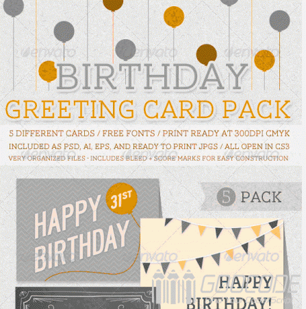 20 beautiful Birthday Greeting and Invitation Cards / PSD template