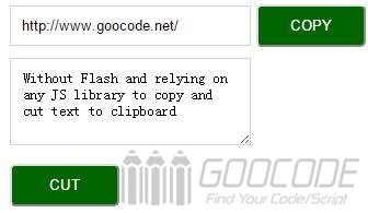 Without Flash and relying on any JS library to copy and cut text to clipboard